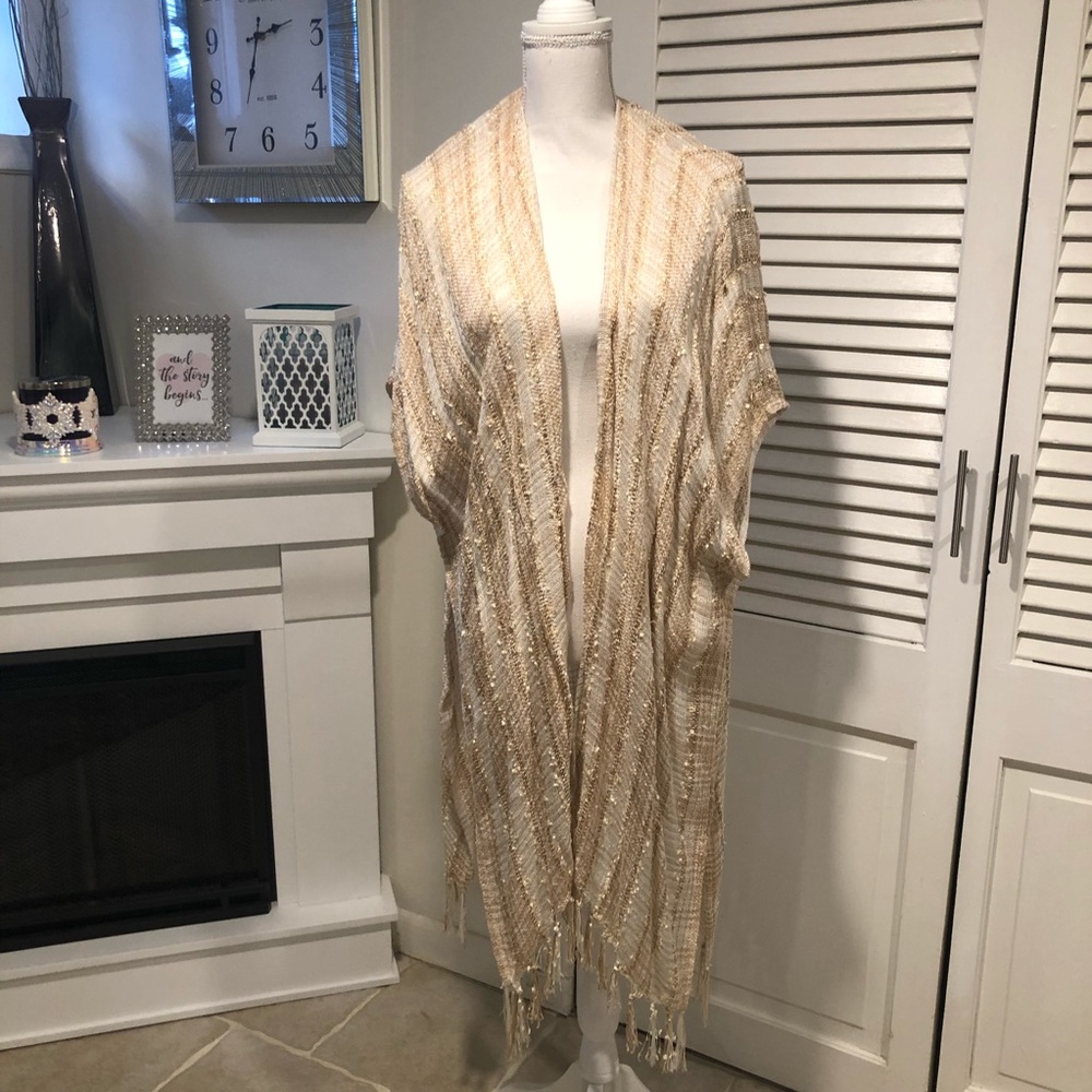 Beautiful Tan and White Cardigan